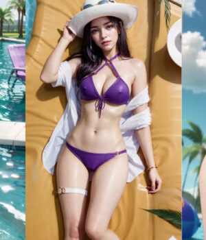 Ai Lookbook – LOL Caitlyn Pool Party Bikini Swimsuit Cosplay