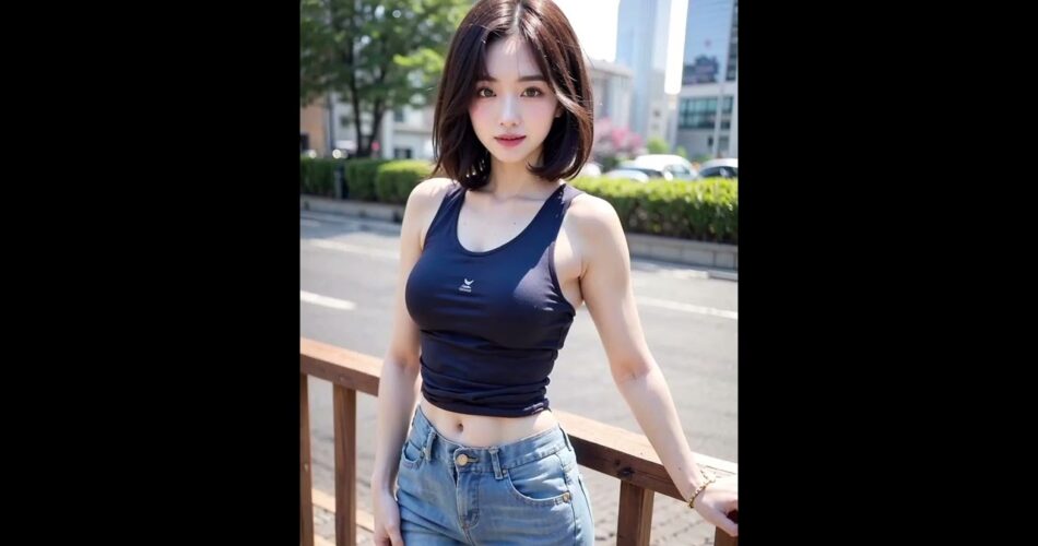 AI girls, big, muscel, short pants, hairband etc