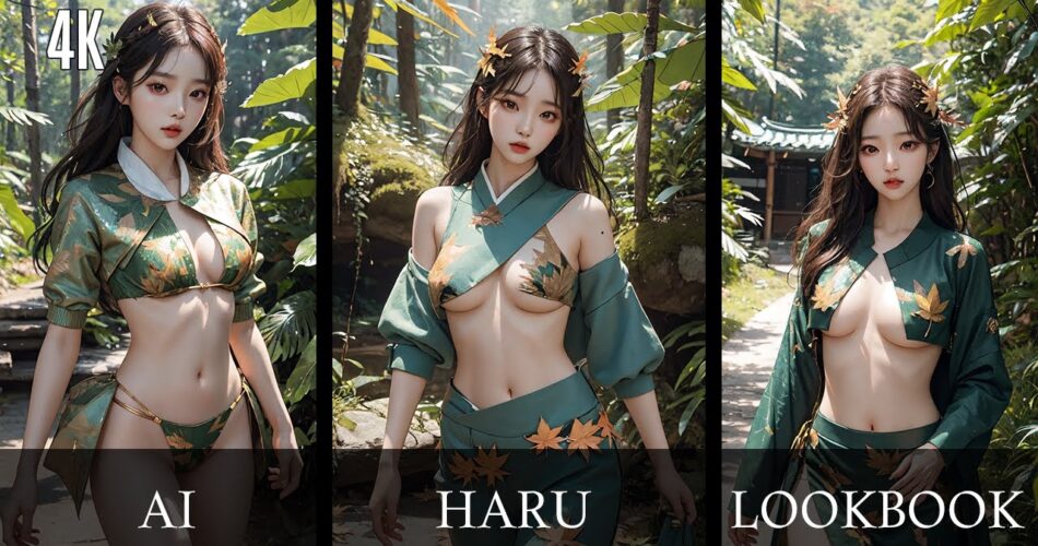 [4K AI art] Just one Leaf! The Fairy in the Forest Ai Lookbook | 나뭇잎 단 한장! 숲 속의 요정 AI 룩북 [ai 실사]