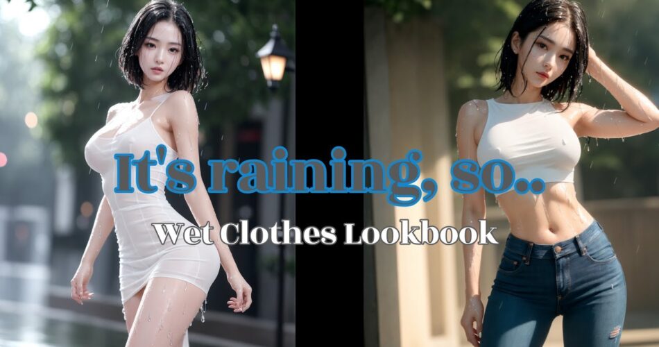 It’s raining, so.. | Wet clothes | Lookbook | 4K | AI Art Lab