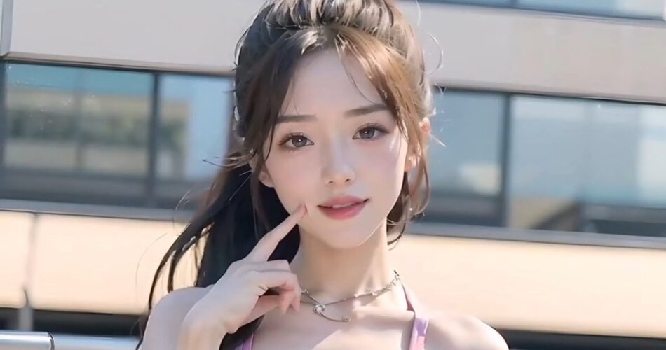 AI美女7 – №08「夕焼けランニング♡美乳+胸チラ」